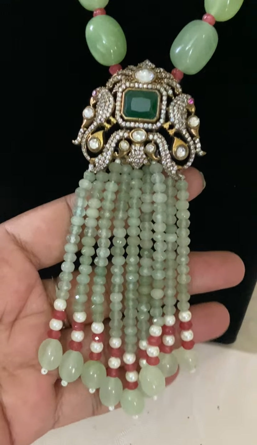 Victorian Pendant  Beads necklace With Earrings | Indian Jewelry in USA