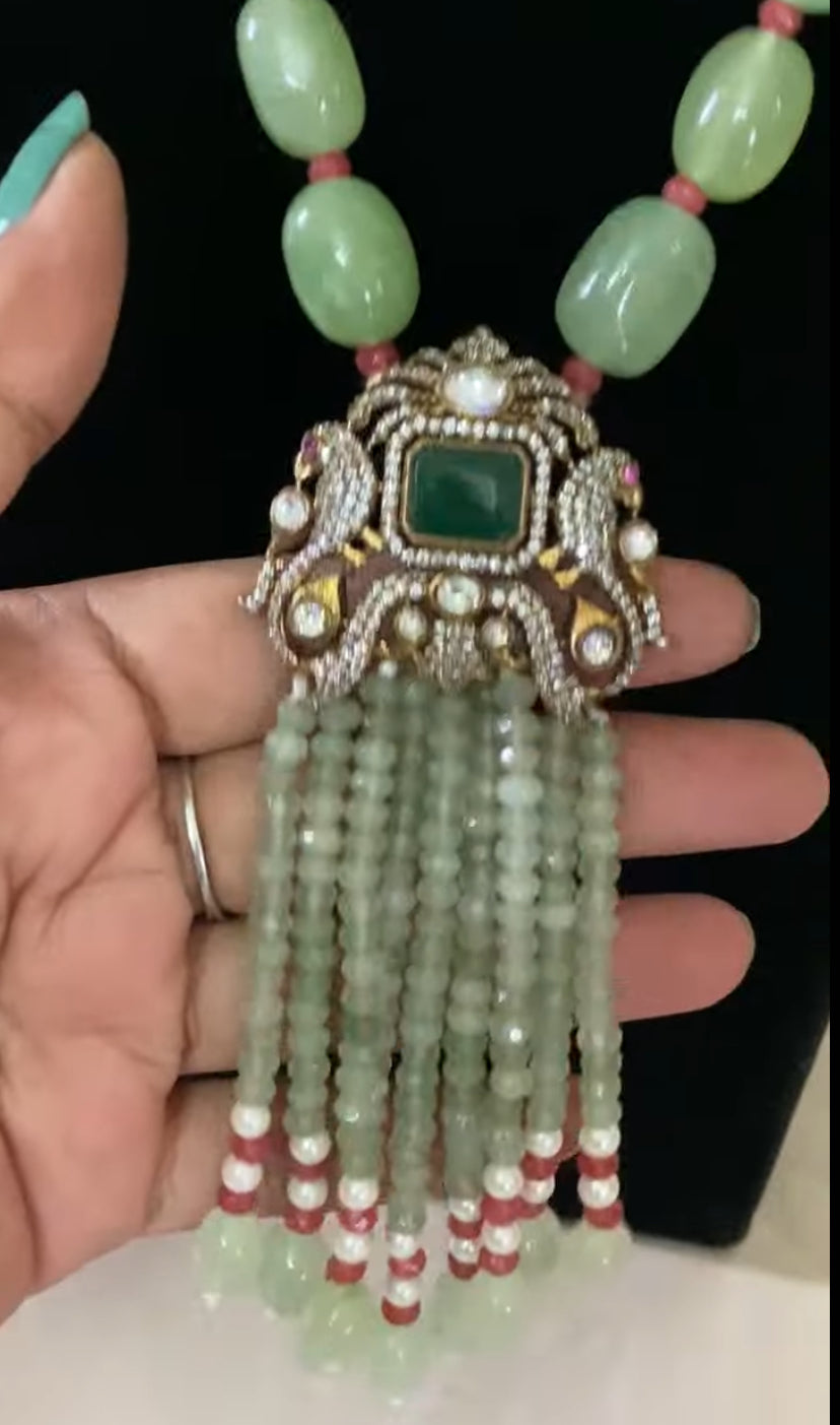 Victorian Pendant  Beads necklace With Earrings | Indian Jewelry in USA