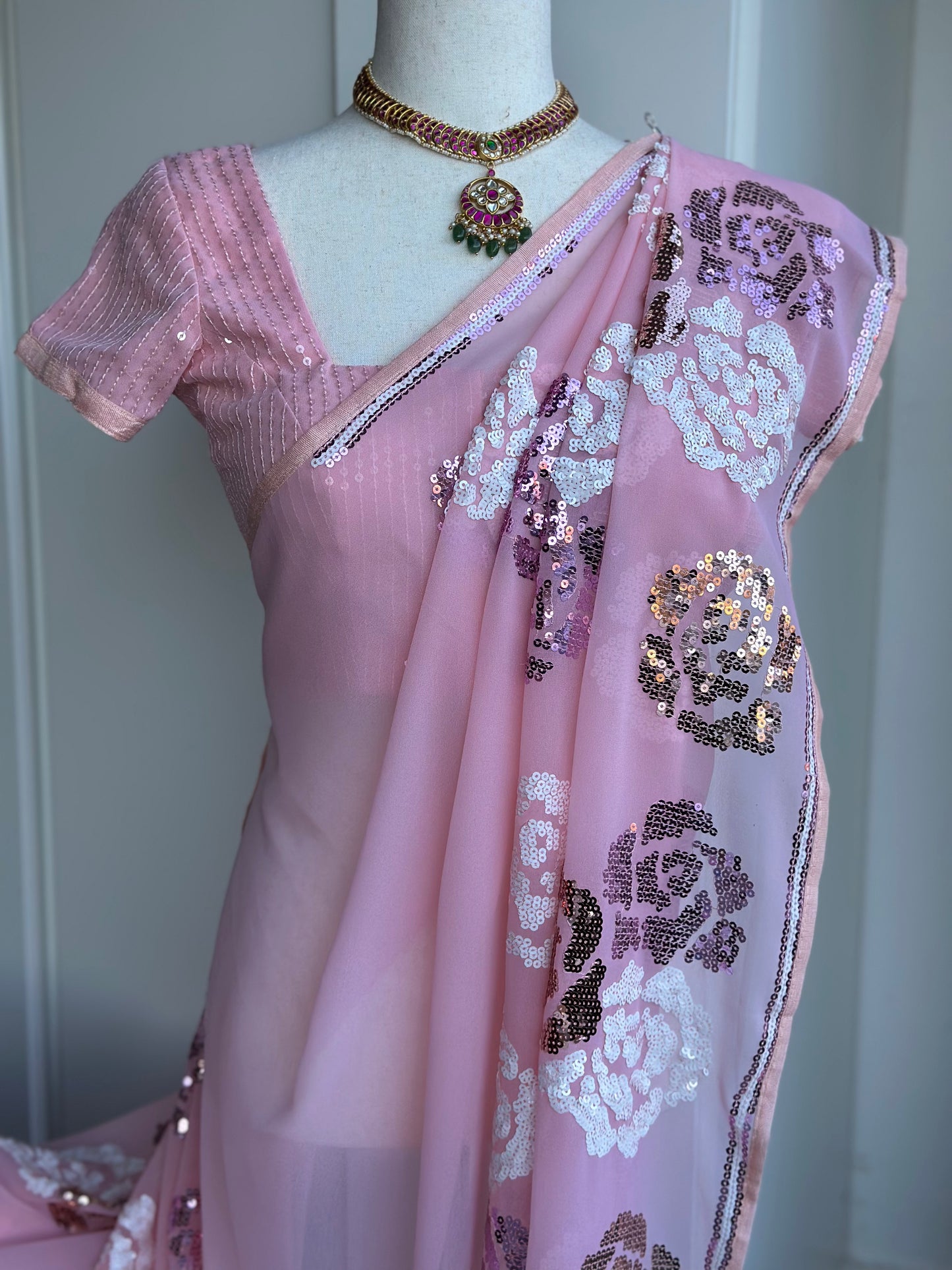 Georgette Sequin Saree |  Party Wear Saree | Gift Saree