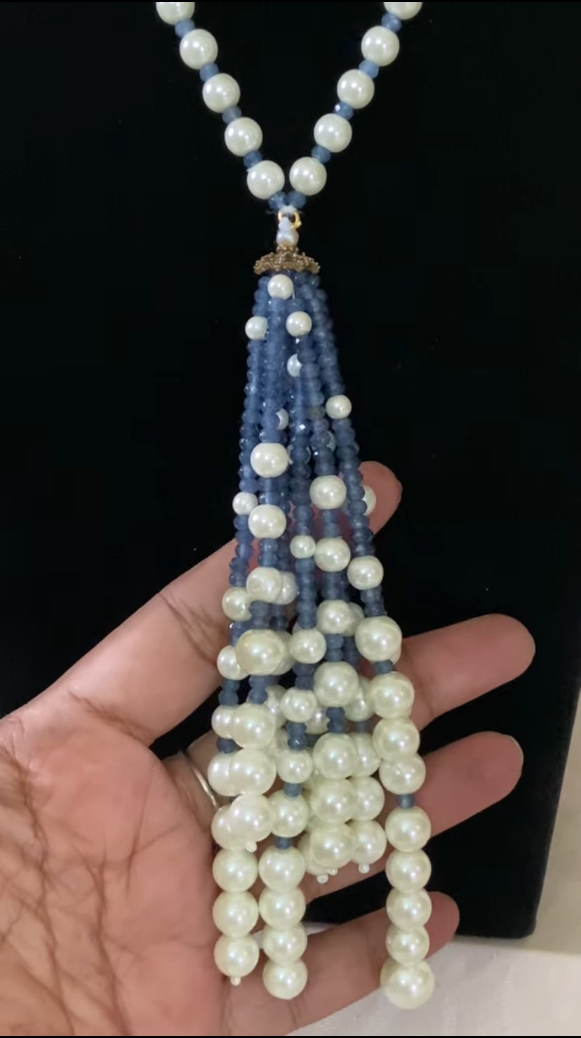 Shower Of Pearls Tassel Necklace | Indian Necklace