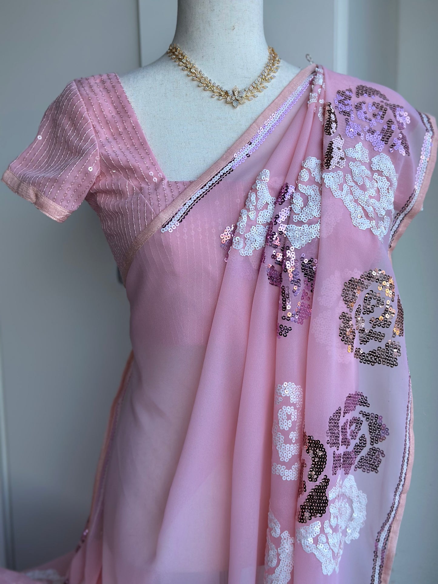 Georgette Sequin Saree |  Party Wear Saree | Gift Saree