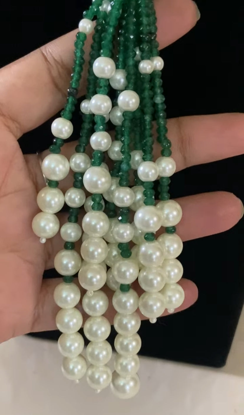 Shower Of Pearls Tassel Necklace | Indian Necklace
