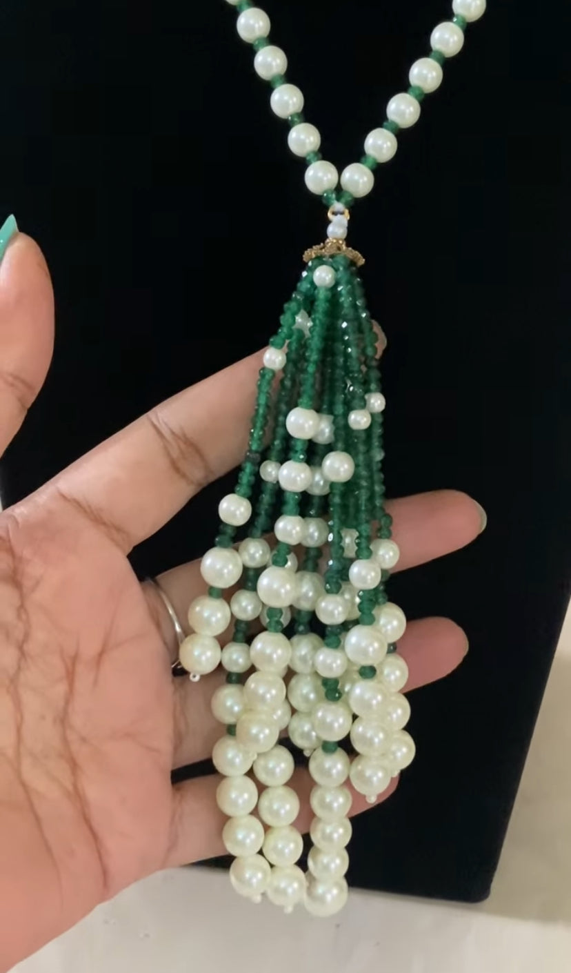 Shower Of Pearls Tassel Necklace | Indian Necklace