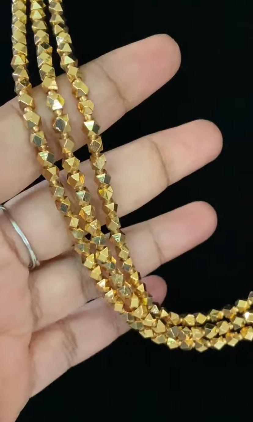 3 Layers Golden Beads Necklace With studs | Indian Necklace
