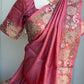 Floral Embroidery Premium Tussar Silk Saree | Partywear Saree | Sarees in USA