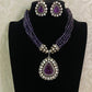 Victorian Moissanite Pendant Beads Necklace Set | Partywear Necklace | Gift Idea