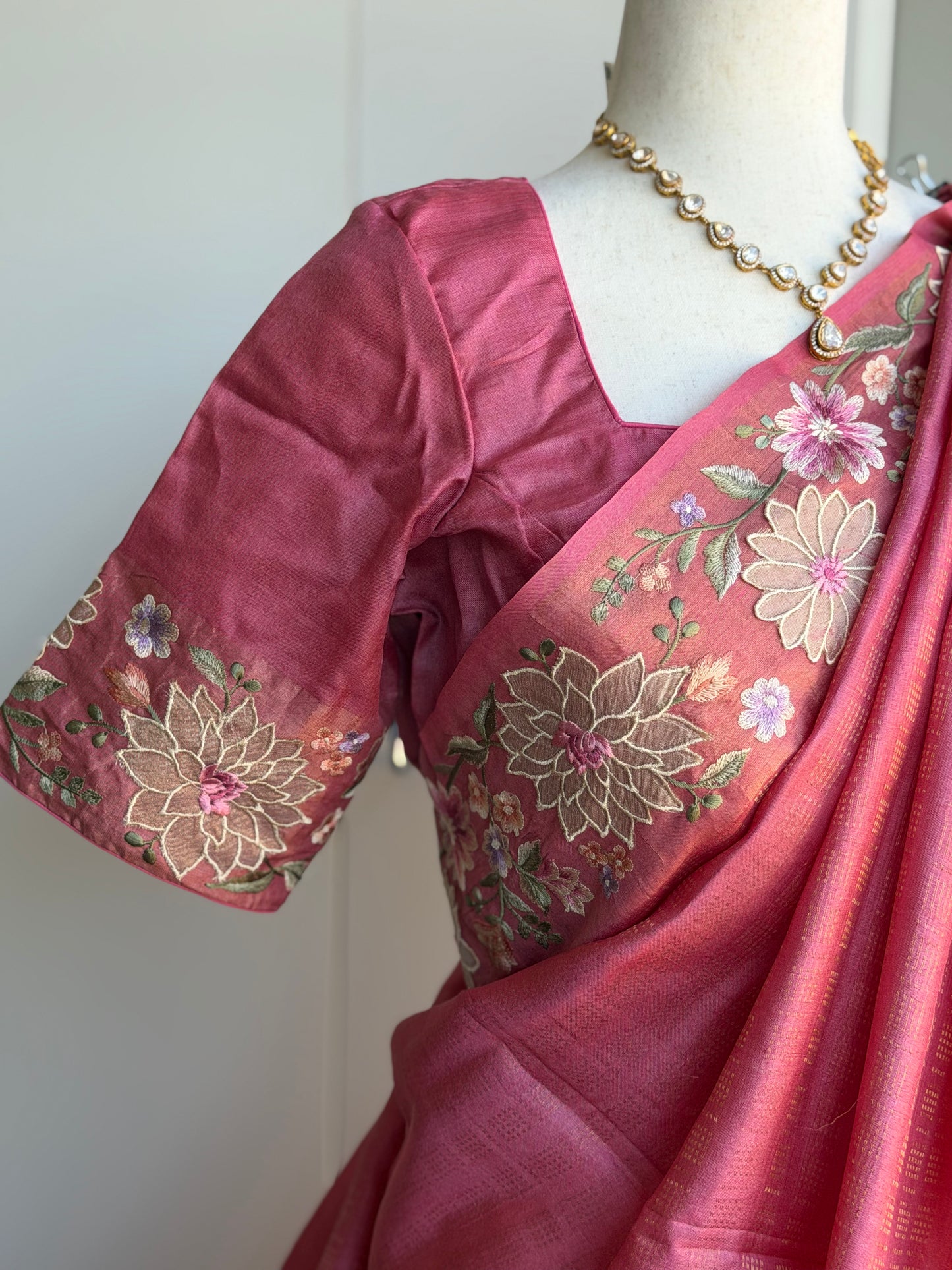 Floral Embroidery Premium Tussar Silk Saree | Partywear Saree | Sarees in USA