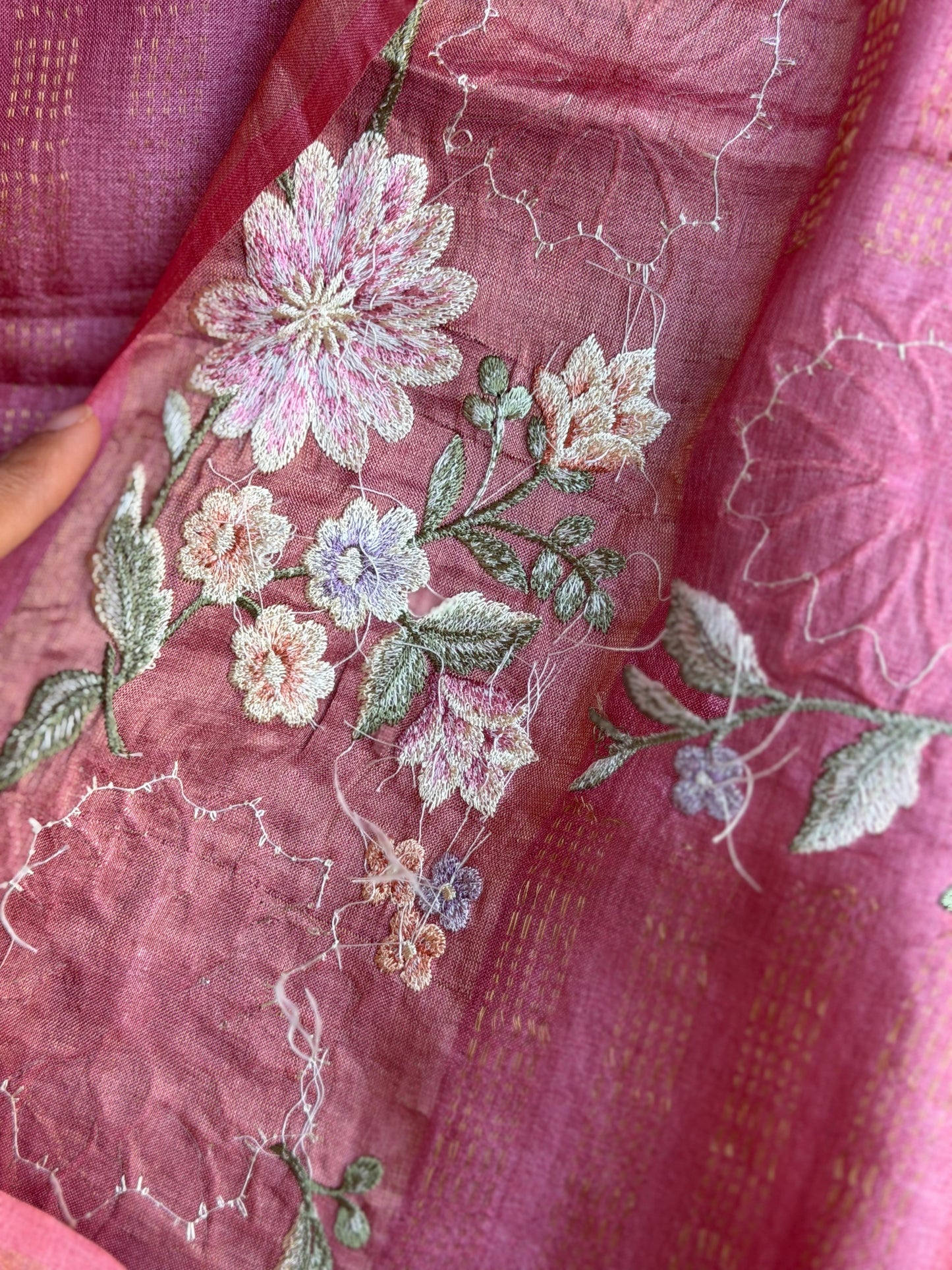Floral Embroidery Premium Tussar Silk Saree | Partywear Saree | Sarees in USA