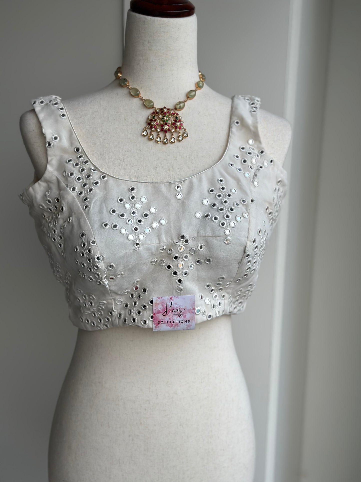 Georgette Mirror Work Blouse | Sleeveless  Blouse