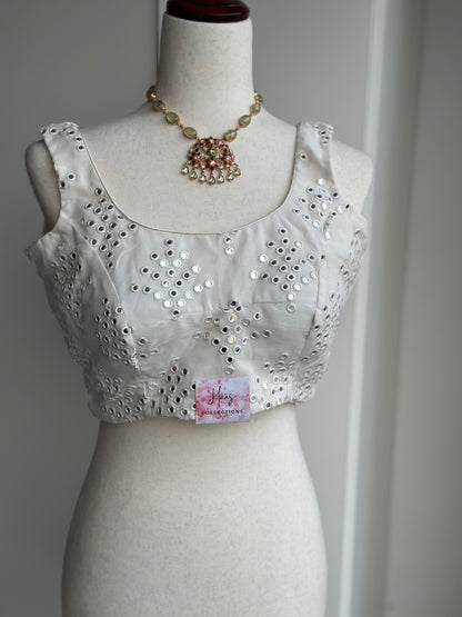 Georgette Mirror Work Blouse | Sleeveless  Blouse