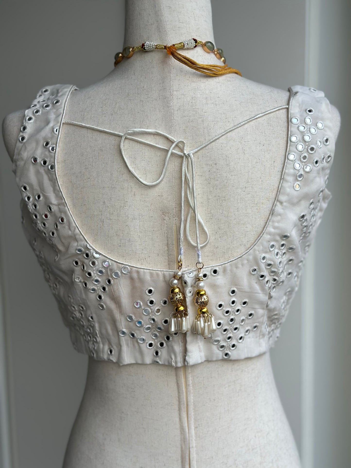 Georgette Mirror Work Blouse | Sleeveless  Blouse