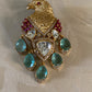 Polki  Ruby Green Garuda Brooch | Multipurpose Brooch Pin | Indian Jewelry