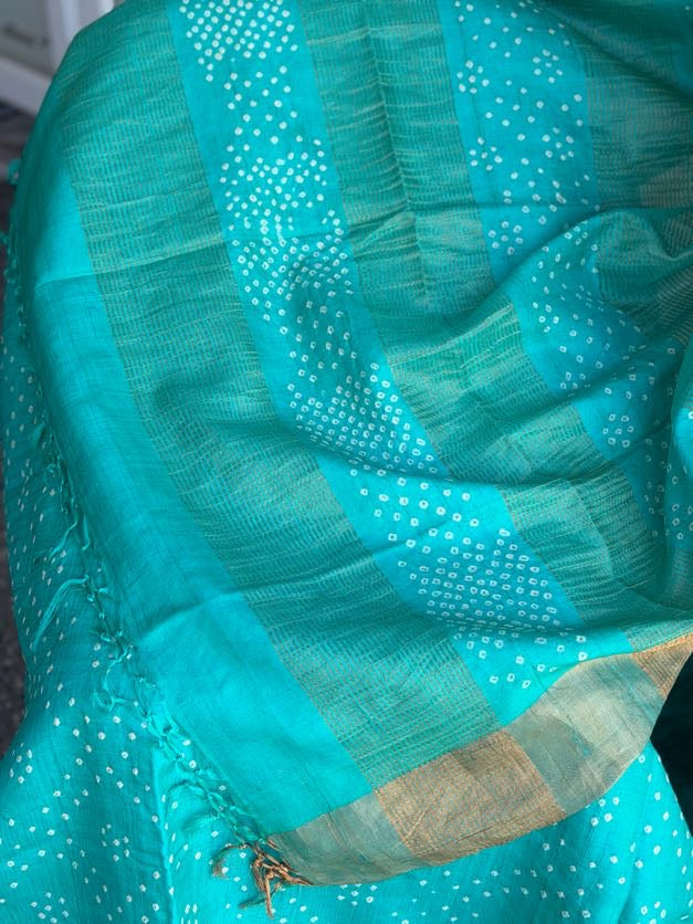 Premium Bandini Print Tussar  Saree |  Party wear Saree |  Sarees in USA