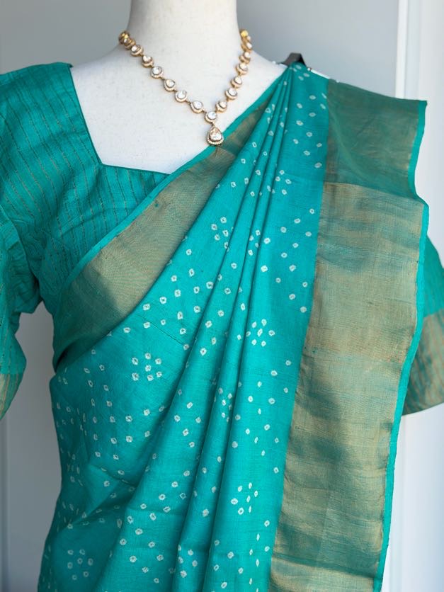 Premium Bandini Print Tussar  Saree |  Party wear Saree |  Sarees in USA