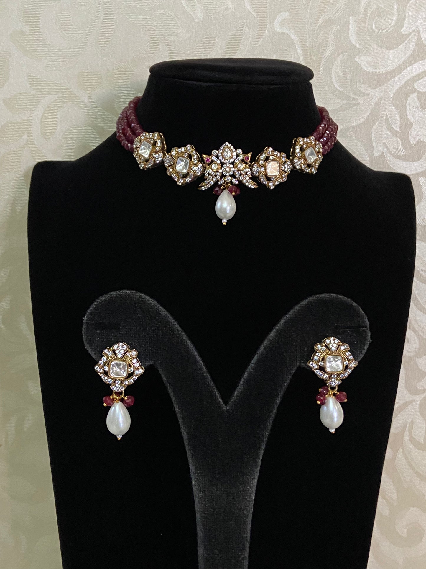 AD Victorian Pendant Beads Choker Set | Indian Necklace | Gift Idea