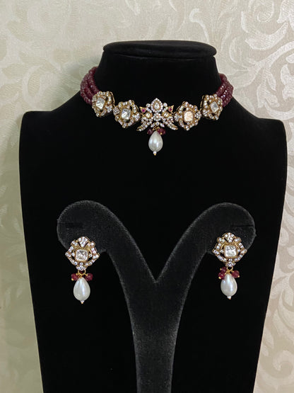 AD Victorian Pendant Beads Choker Set | Indian Necklace | Gift Idea