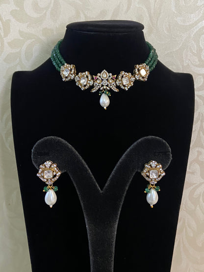 AD Victorian Pendant Beads Choker Set | Indian Necklace | Gift Idea