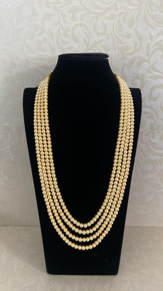 4 Line Pearl Mala Necklace | Indian Beads Mala