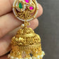 Pearl & Kundan Stud Jumki Earrings |  Indian Jumkis