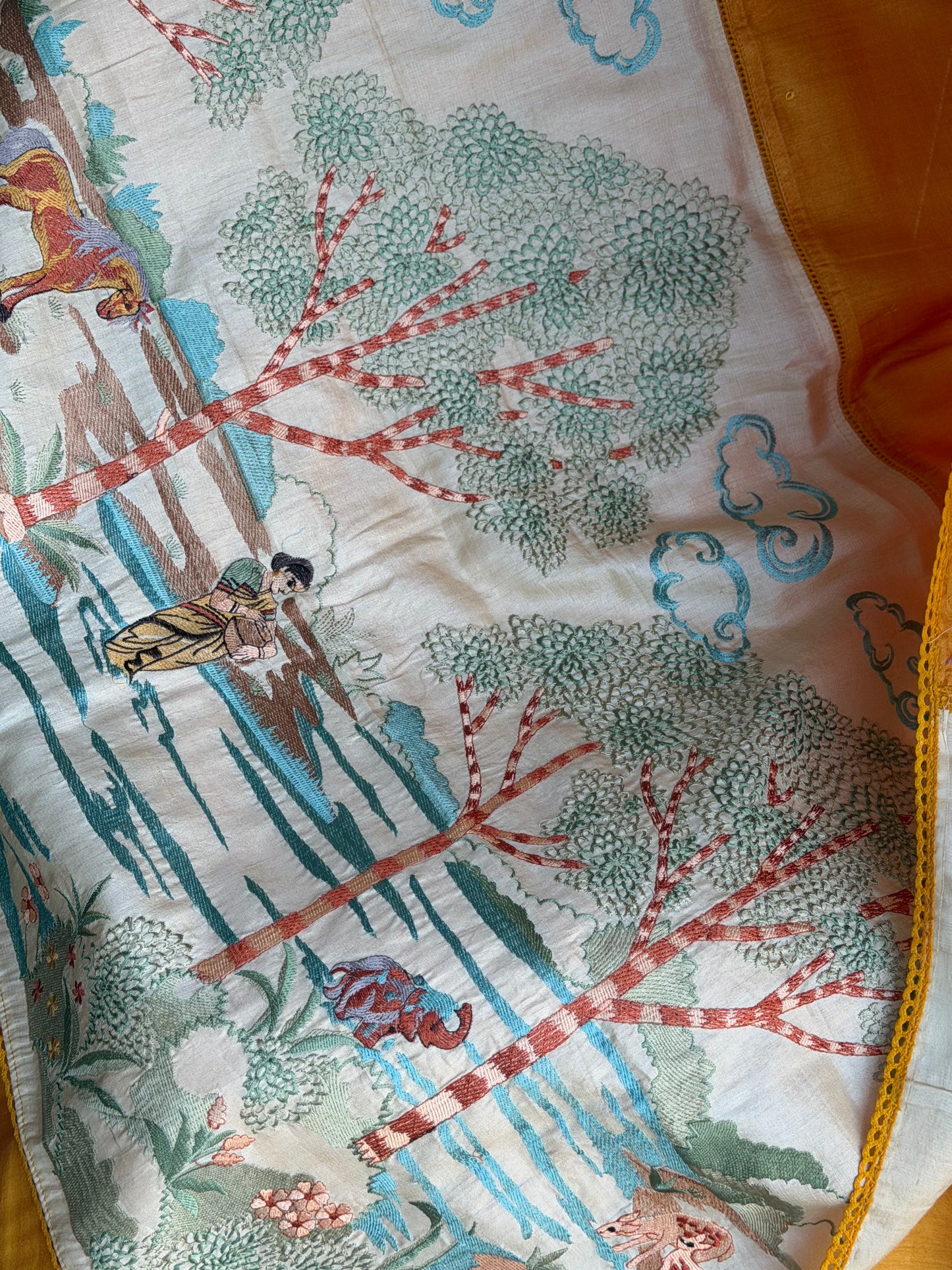 Tussar Designer Pallu Saree |  Party wear saree | Hand Embroidery Sarees in USA