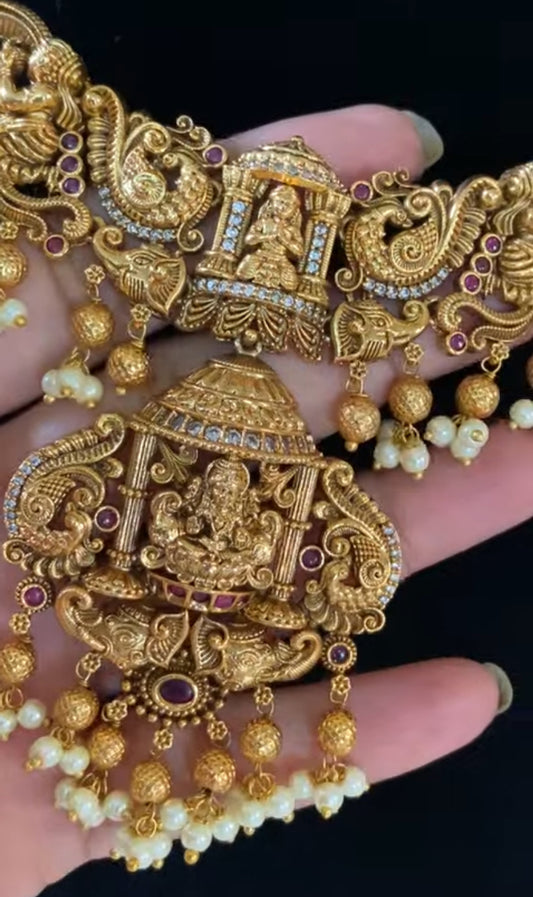 Antique Lakshmi Temple Necklace | Traditional Indian Jewelry
