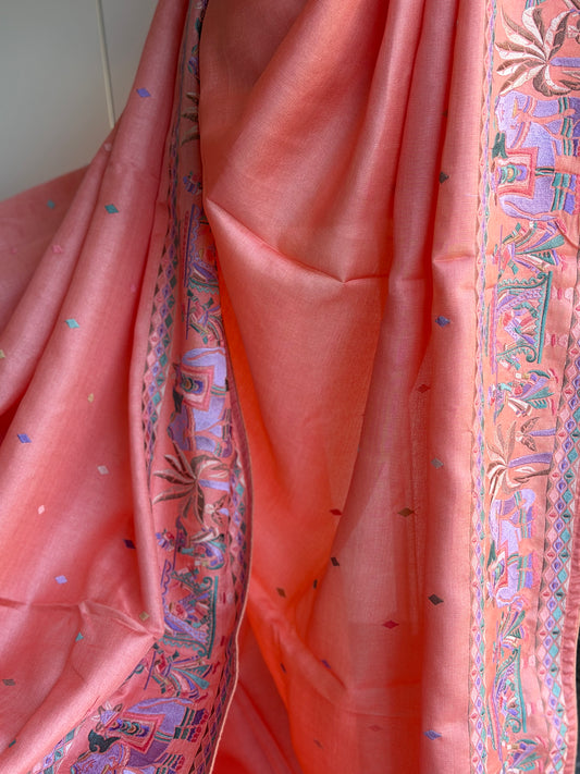 Pure Tussar Silk Embroidery Saree | Partywear Saree | Sarees in USA
