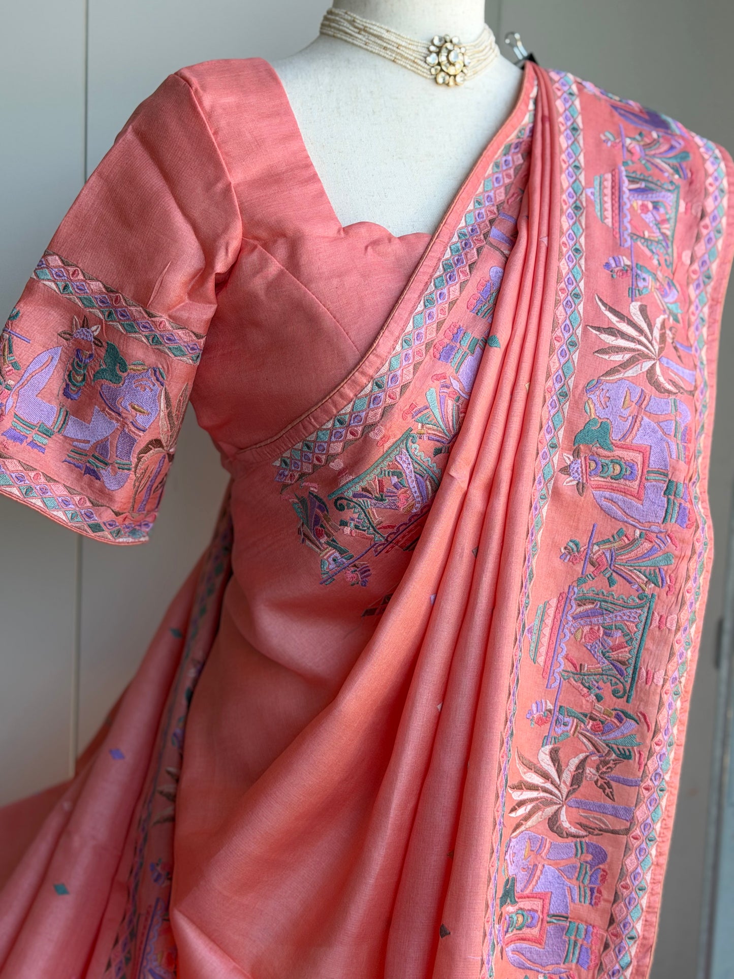 Pure Tussar Silk Embroidery Saree | Partywear Saree | Sarees in USA