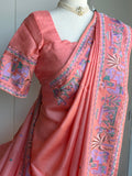 Pure Tussar Silk Embroidery Saree | Partywear Saree | Sarees in USA