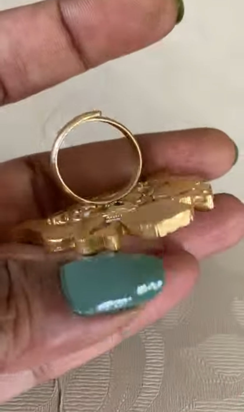 Jadau Kundan Finger Ring | Adjustable Finger Ring