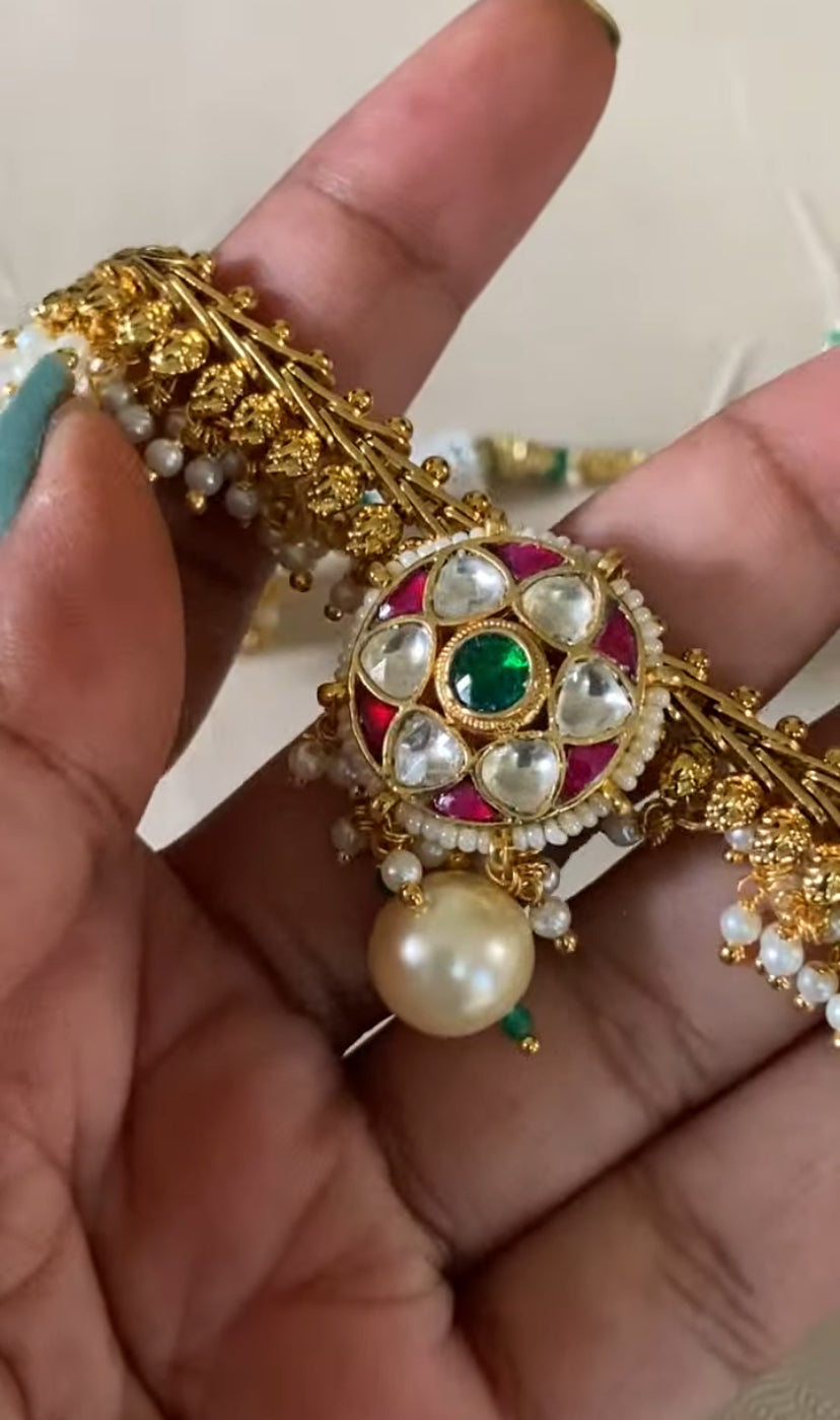 Antique Kundan Necklace with Earrings | Indian Necklace