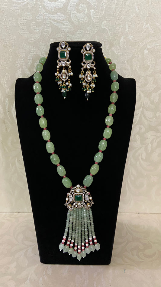 Victorian Pendant  Beads necklace With Earrings | Indian Jewelry in USA