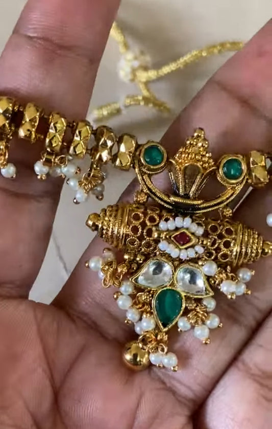 Antique Kundan Pearl Necklace | Indian Necklace