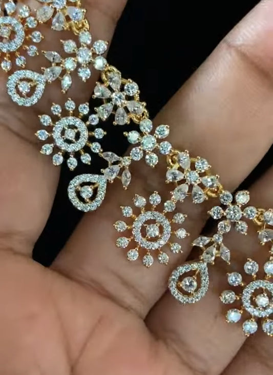 American Diamond Necklace With Earrings | Indian Jewelry In USA