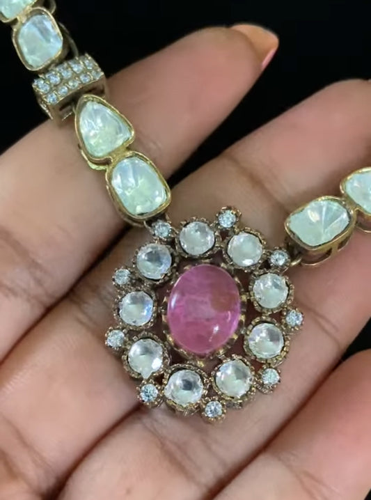 Victorian Polki Kundan Necklace | Trendy Necklace With Earrings