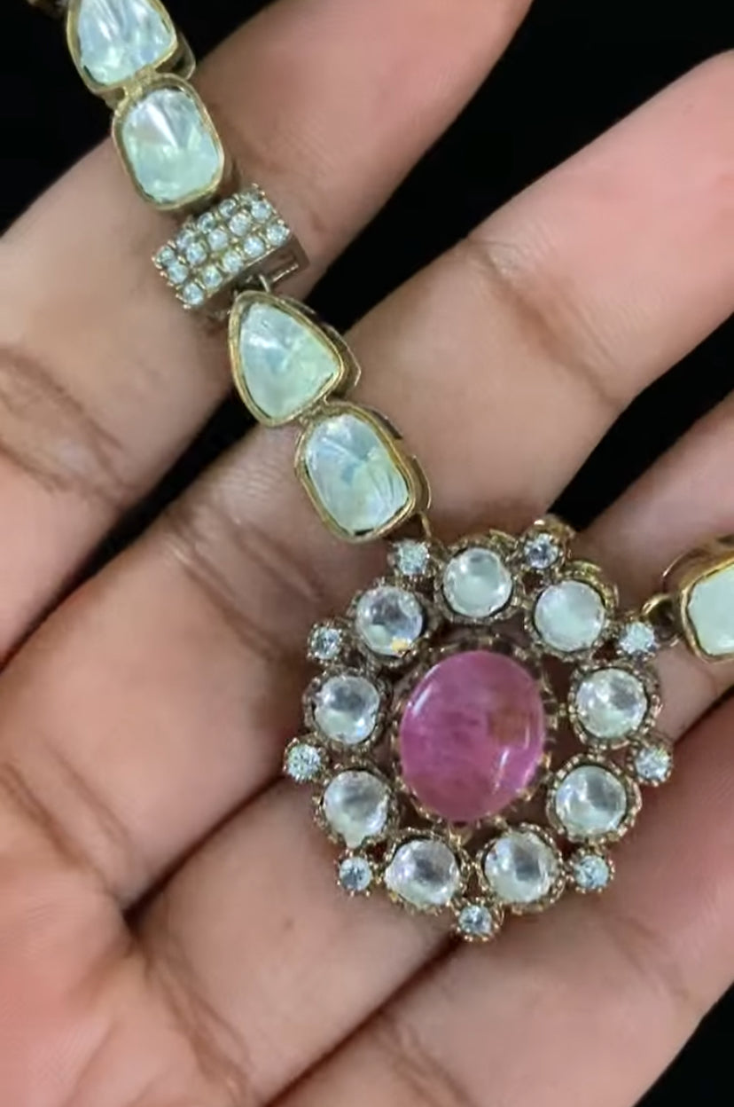 Victorian Polki Kundan Necklace | Trendy Necklace With Earrings