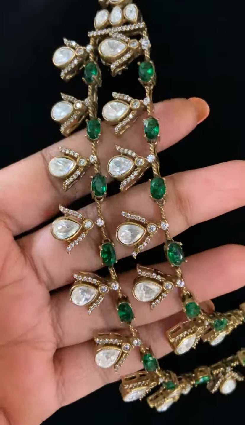 Victorian AD Polki Necklace With Earrings | Indian Necklace