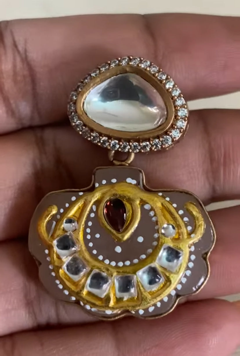 Meenakari Work Pendant Pearl Mala | Precious Pendant Necklace