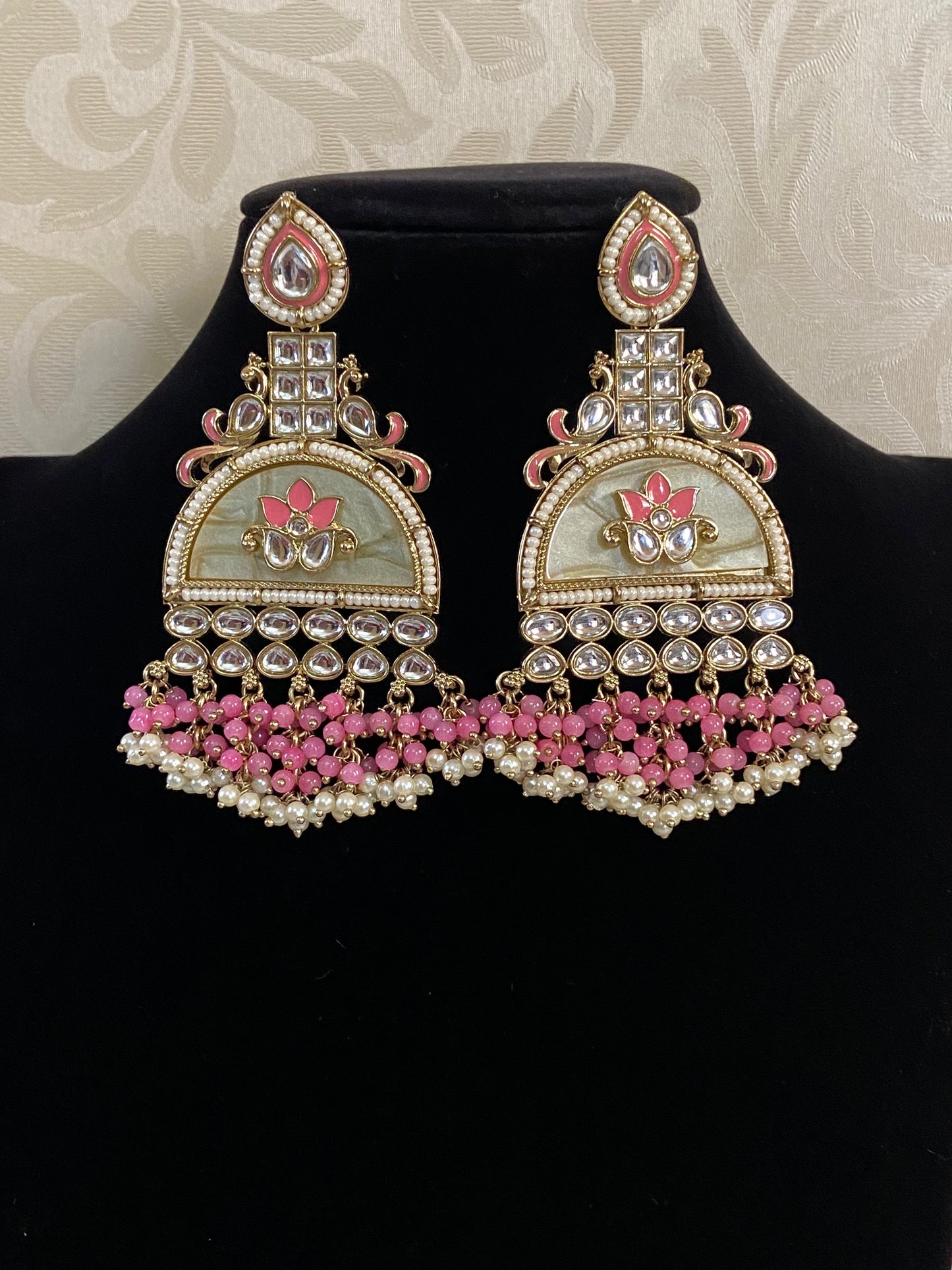 Pink Meenakari  & Kundan Earrings | Designer Earrings