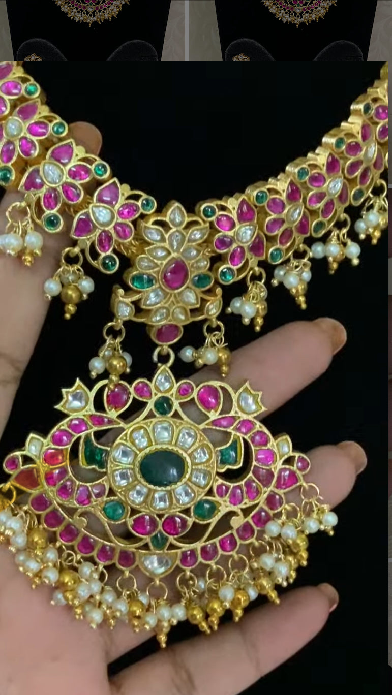 Jadau Kundan Necklace With Earrings | Traditional Necklace In USA