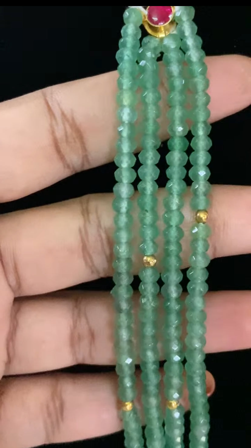 Jadau Onyx Beads Mala With Earrings | Beads Necklace