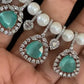 AD Kundan & Pearl Necklace | Unique Necklace Set  | Silver Plated AD Necklace