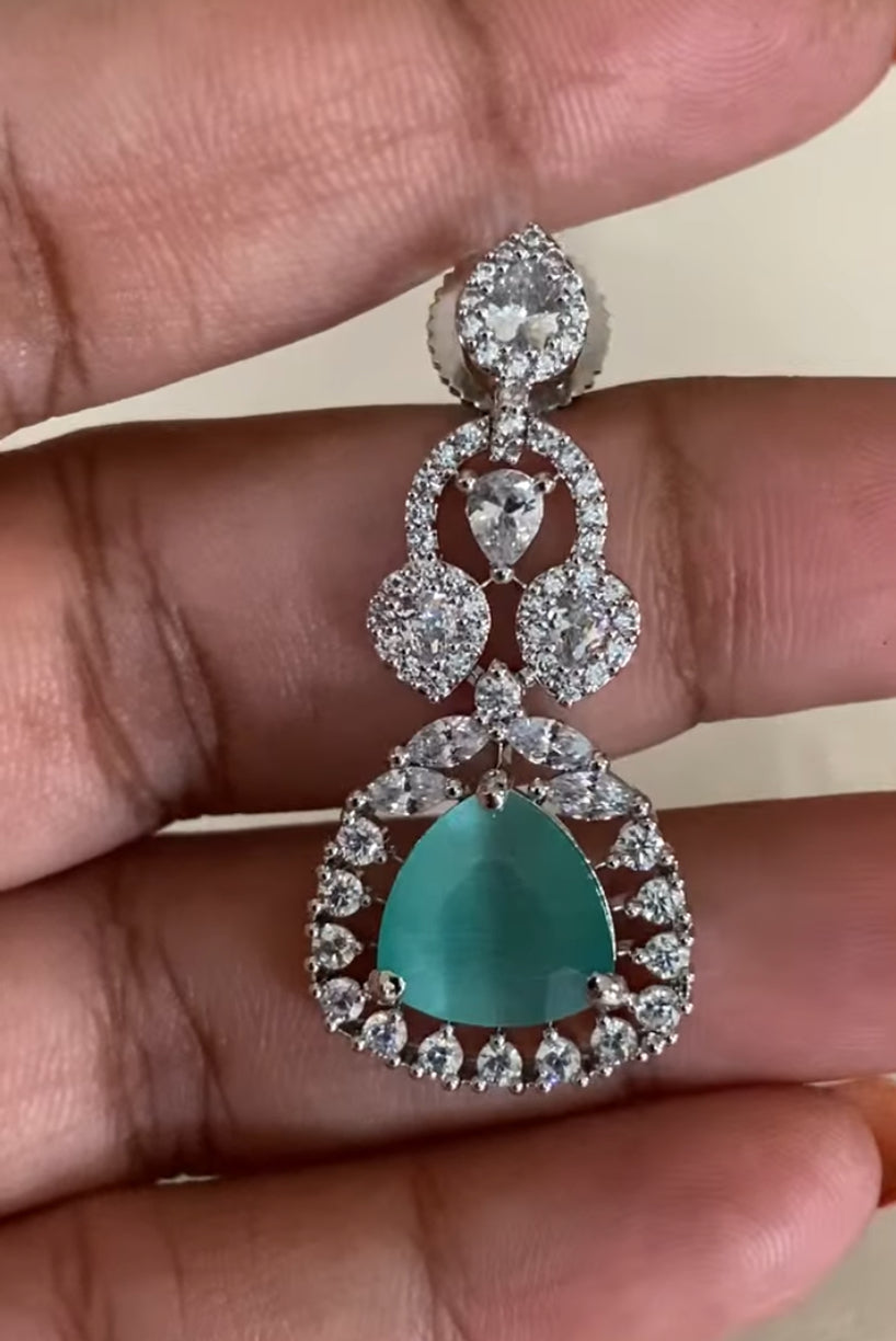 AD Kundan & Pearl Necklace | Unique Necklace Set  | Silver Plated AD Necklace