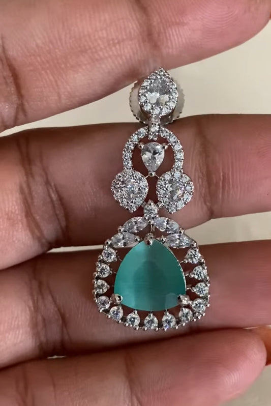 AD Kundan & Pearl Necklace | Unique Necklace Set  | Silver Plated AD Necklace