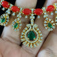CZ Coral Green Stone Necklace | Indian Necklace