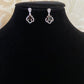 Black stone Rhodium AD Earrings