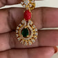 CZ Coral Green Stone Necklace | Indian Necklace