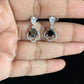 Black stone Rhodium AD Earrings