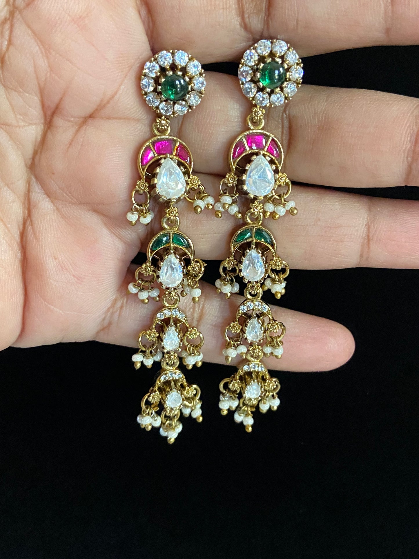 Long RubyGreen AD Earrings