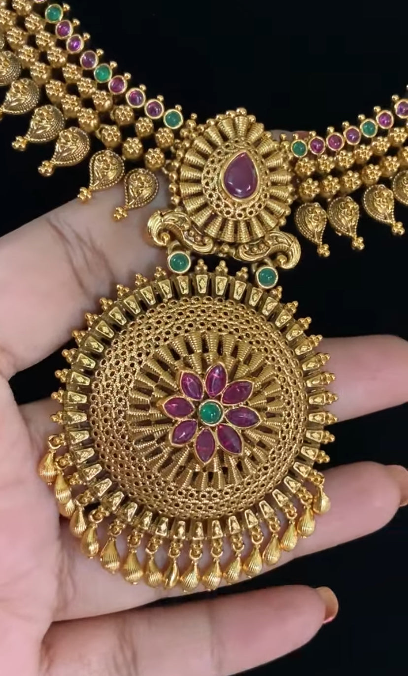 Antique Traditional Necklace With Jumkis | Indian Necklace In USA