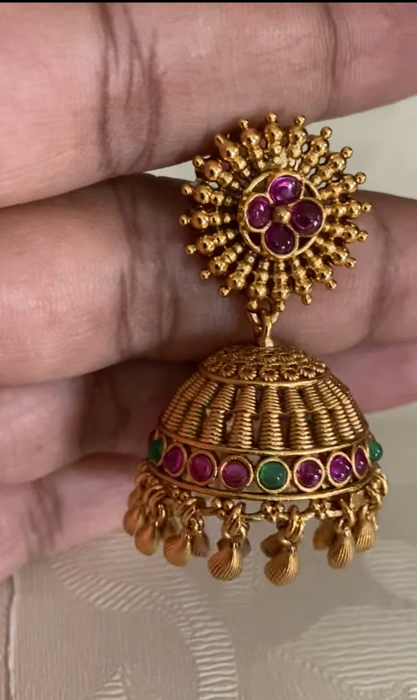 Antique Traditional Necklace With Jumkis | Indian Necklace In USA